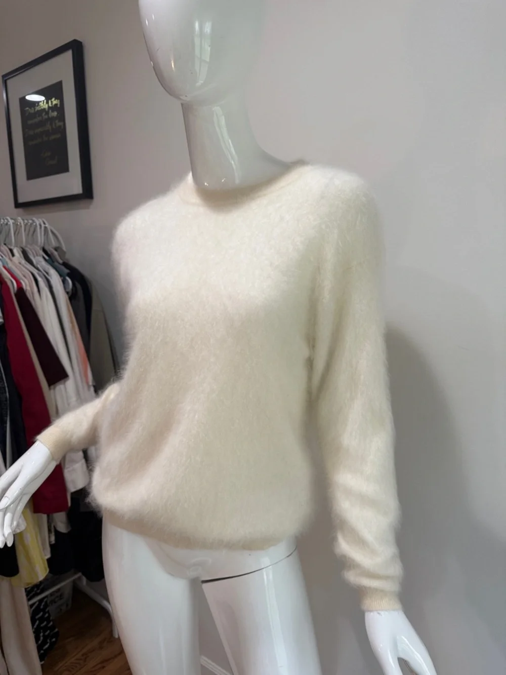 J CREW Brushed 100% Cashmere Ivory Crew Neck Sweater Quiet Luxury Capsule Luxe